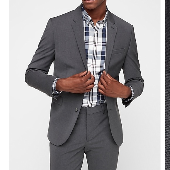Express Slim Charcoal Grey Performance Wool Suit Jacket...